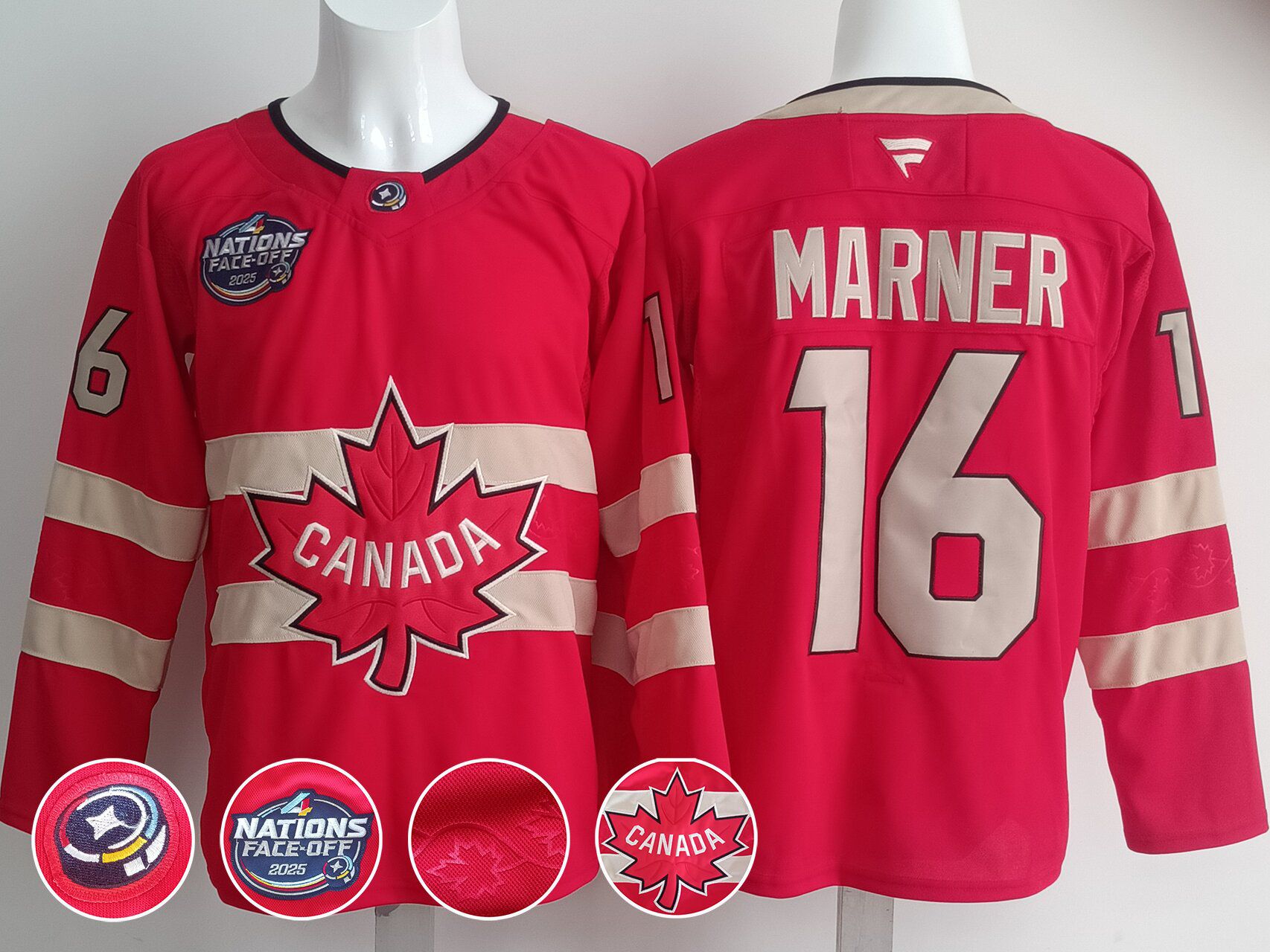 Men Canada 16 Marner Red 2025 Fanatics Home Premium NHL Jersey
